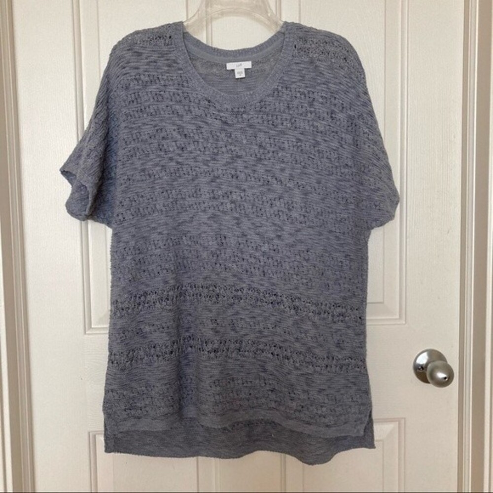 J. Jill Bluestone Open Knit Short Sleeve Sweater Medium - Picture 2 of 12